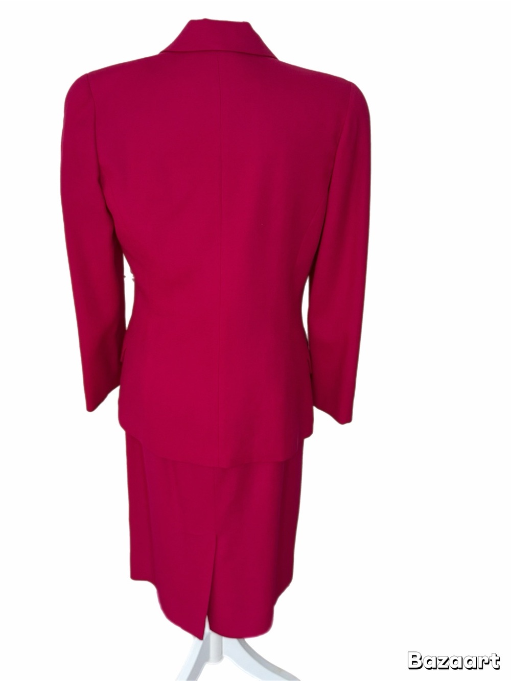 Tailored Magenta Skirt Suit Set with Gold Buttons - Picture 5 of 7